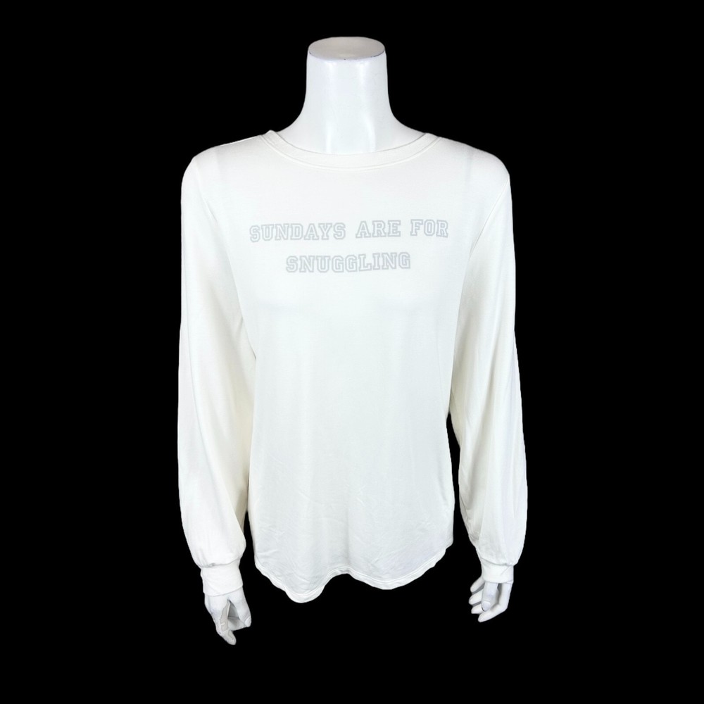 Anybody Women's Cozy Knit French Terry Graphic Crew Neck Natural Small Size